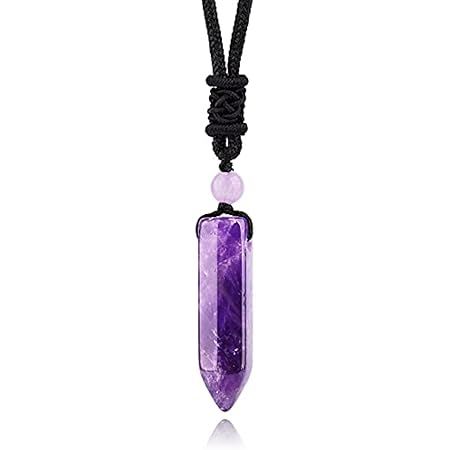 YATOJUZI Amethyst Healing Crystal Stone Necklace Hexagonal Pointed Pendant Necklaces Adjustable R... | Amazon (US)