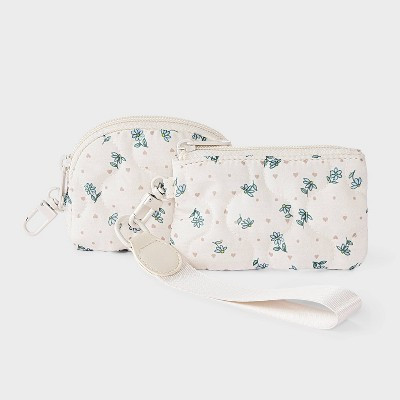 Girls' Floral Wristlet Pouch 2pc Set - art class™ Cream | Target