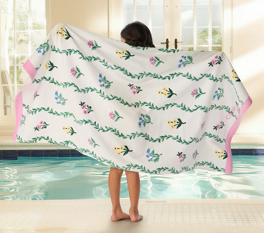 Floral Stripe Kid Beach Towel UPF 50+ | Pottery Barn Kids