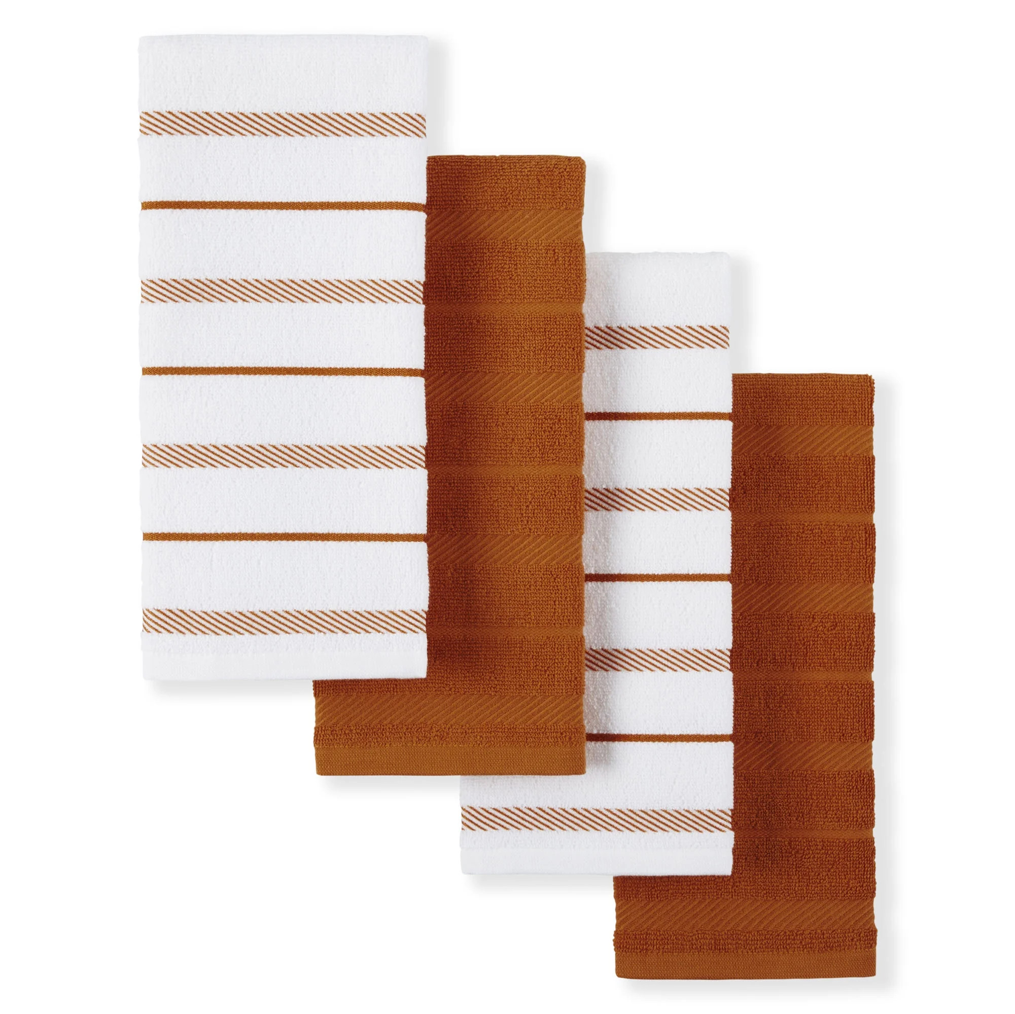 KitchenAid Albany Kitchen Towel 4-Pack Set, Honey Orange/White, 16"x26" - Walmart.com | Walmart (US)
