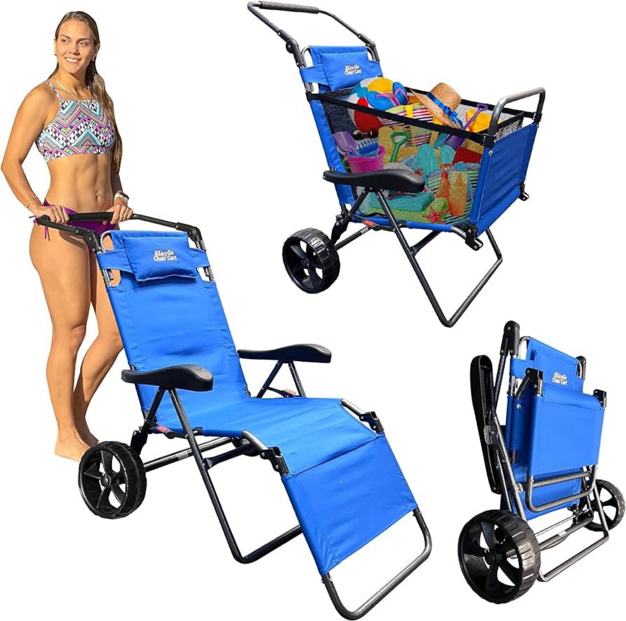 Beach Cart Chair – 2 in 1 Turns from Beach Cart to Beach Chair – Large Wheels – Easy to Use – Large Capacity – Blue Color

#LTKTravel #LTKFamily #LTKSwim