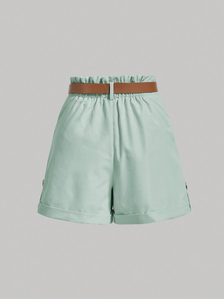 SHEIN MOD Women's High Waist Belted Wide Leg Shorts With Slanted Pockets | SHEIN