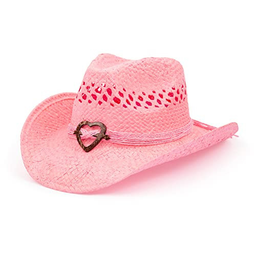 TOVOSO Straw Pink Cowgirl Hat for Women, Shapeable, Spring and Summer Pink Cowboy Hat, Style 2 - Pink | Amazon (US)
