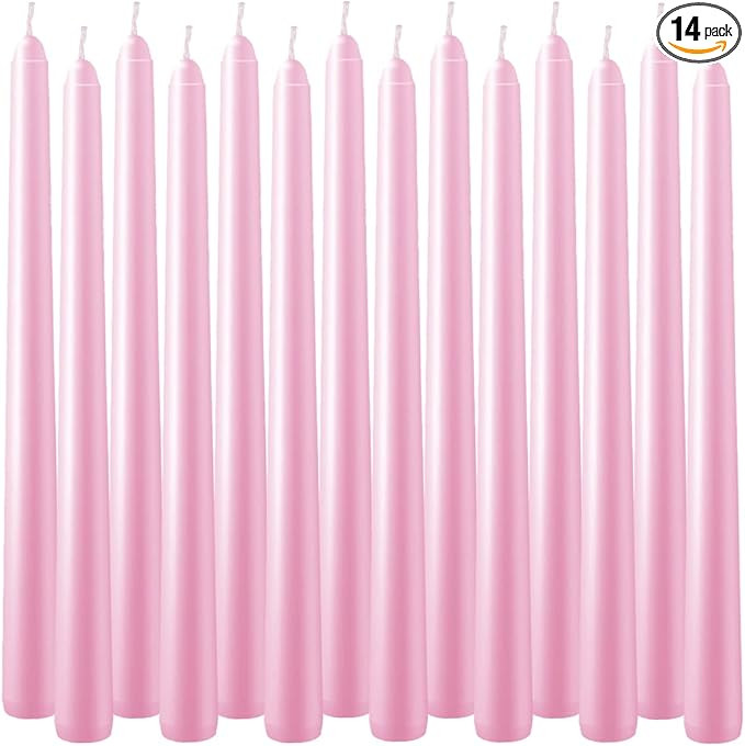 Set of 14 Pink Unscented Dripless Taper Candles- Clean Burning Smokeless Dinner Candles for Weddi... | Amazon (US)
