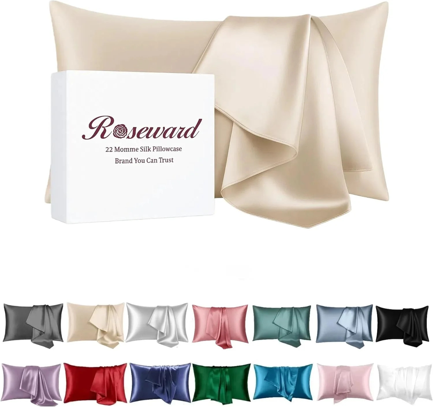 Premium Natural Mulberry Silk Pillowcase for Hair and Skin Made in USA, 22 Momme 6A Silk Pillow C... | Walmart (US)