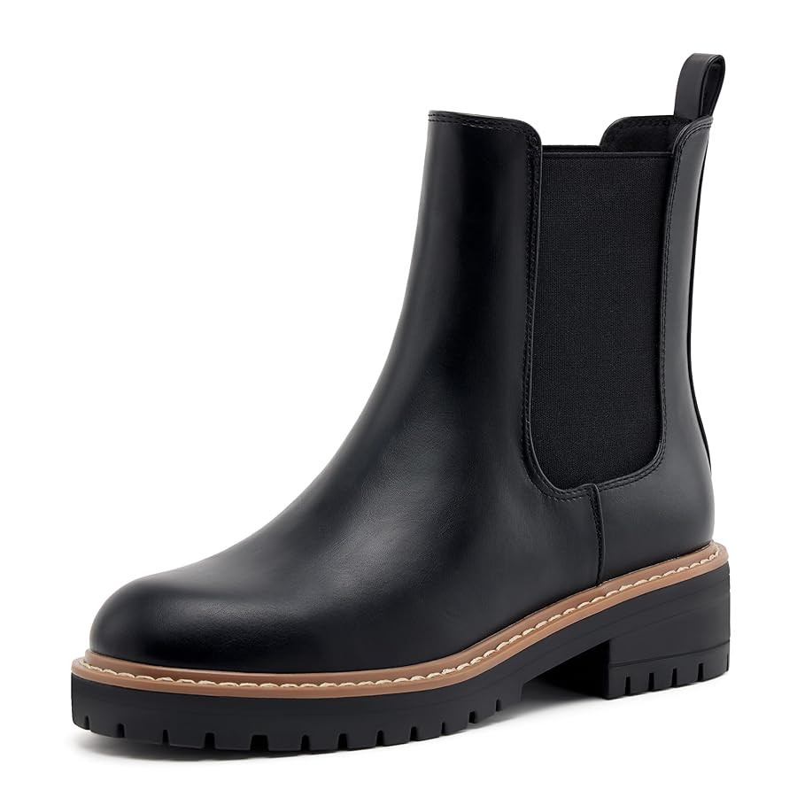 vodvob Women's Chelsea Boots Fashion Slip On Ankle Booties Casual Elastic Chunky Block Booties | Amazon (US)