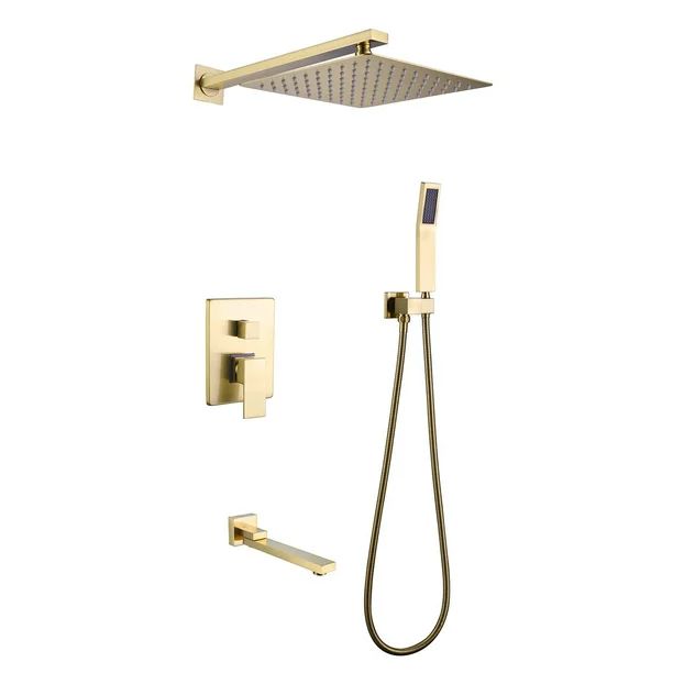 RBROHANT Wall Mounted Bathroom Rain Shower System with Tub Spout RB1000 - Walmart.com | Walmart (US)