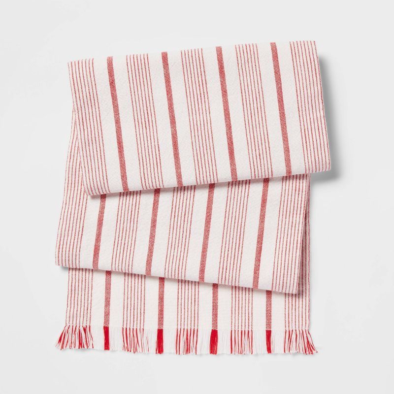 72&#34; x 14&#34; Cotton Striped Table Runner Red - Threshold&#8482; | Target