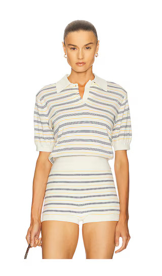 Inda Knit Polo in Cream & Navy | Revolve Clothing (Global)