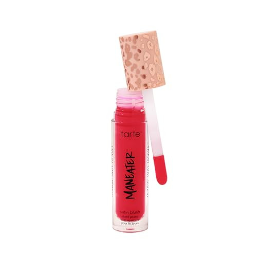 tarte maneater satin blush cheek plump – Lightweight Liquid Blush Infused with Coconut Water, Hyaluronic Acid & Vitamin E for a Hydrated Cheek Tint, Vegan & Cruelty-Free, full size, poppy | Amazon (US)