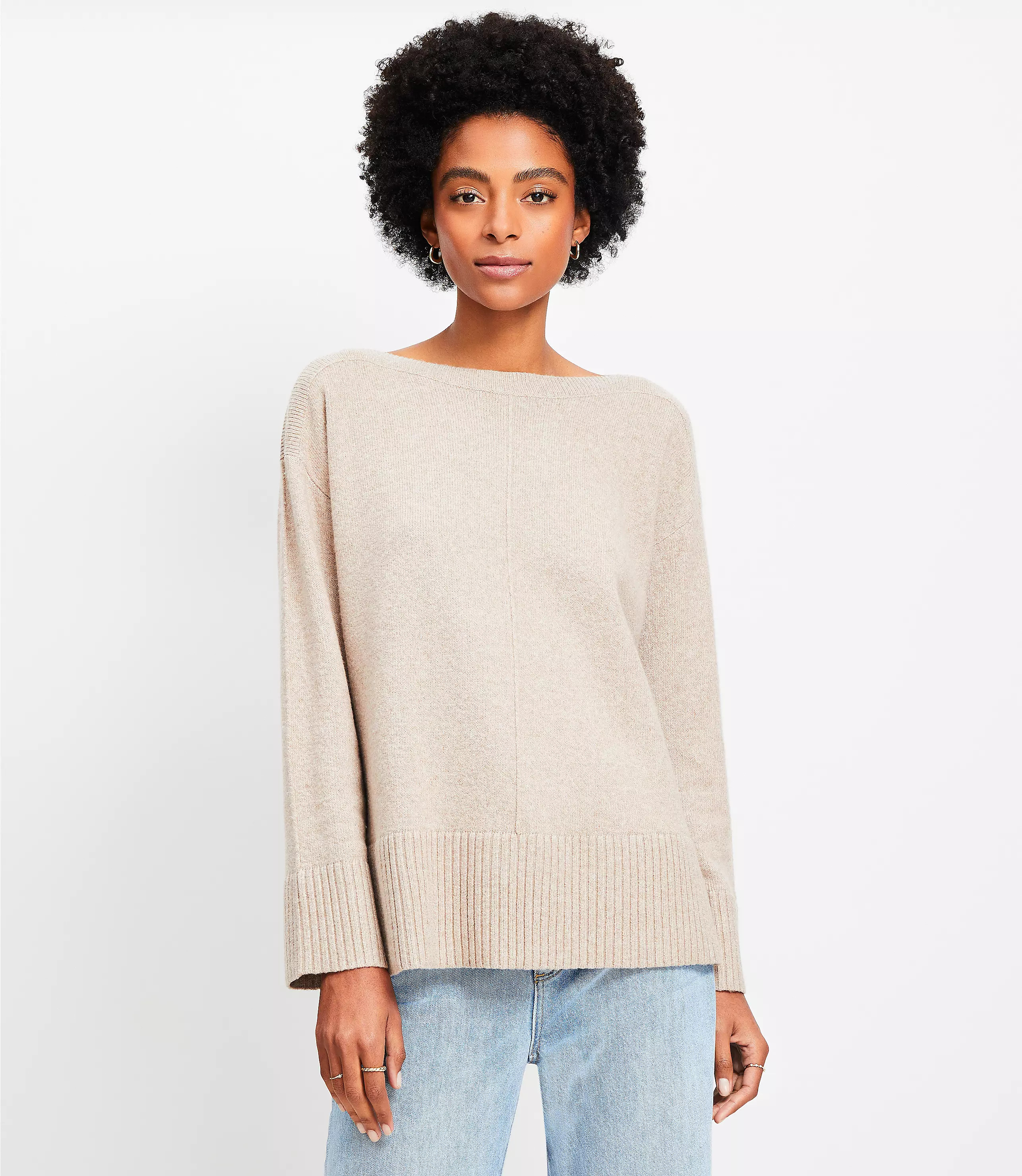 Ribtrim Boatneck Tunic Sweater | LOFT