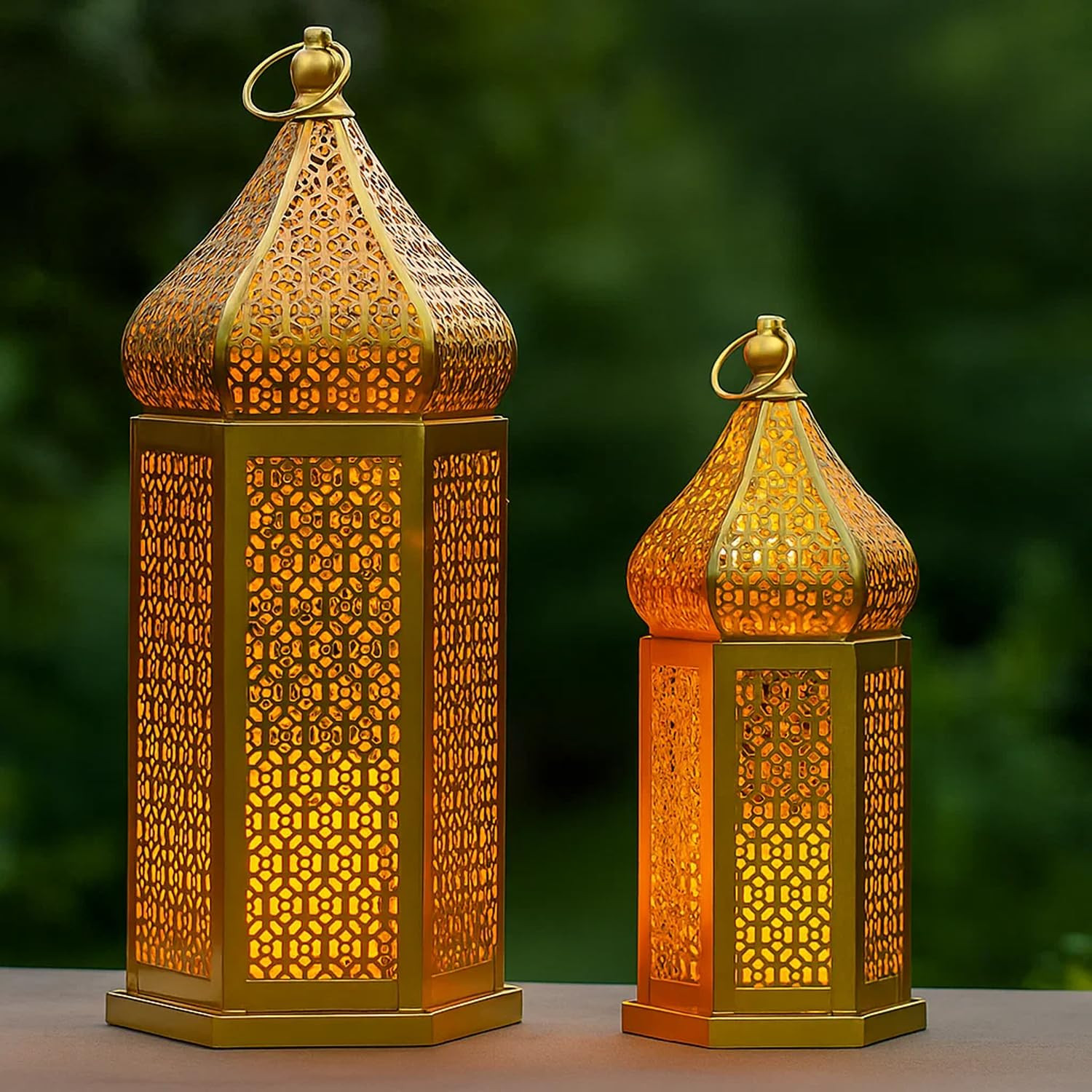 VELA LANTERNS Large Golden Tower Temple Moroccan Lantern Lamp Decorative Candle Holders for Ramad... | Amazon (US)
