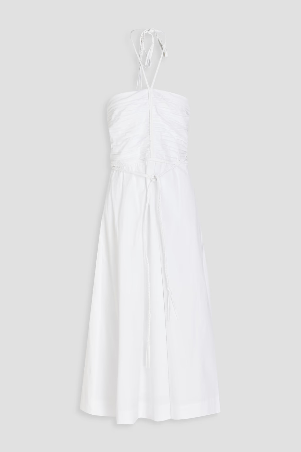 Tucker ruched stretch-cotton poplin halterneck midi dress | The Outnet (APAC)