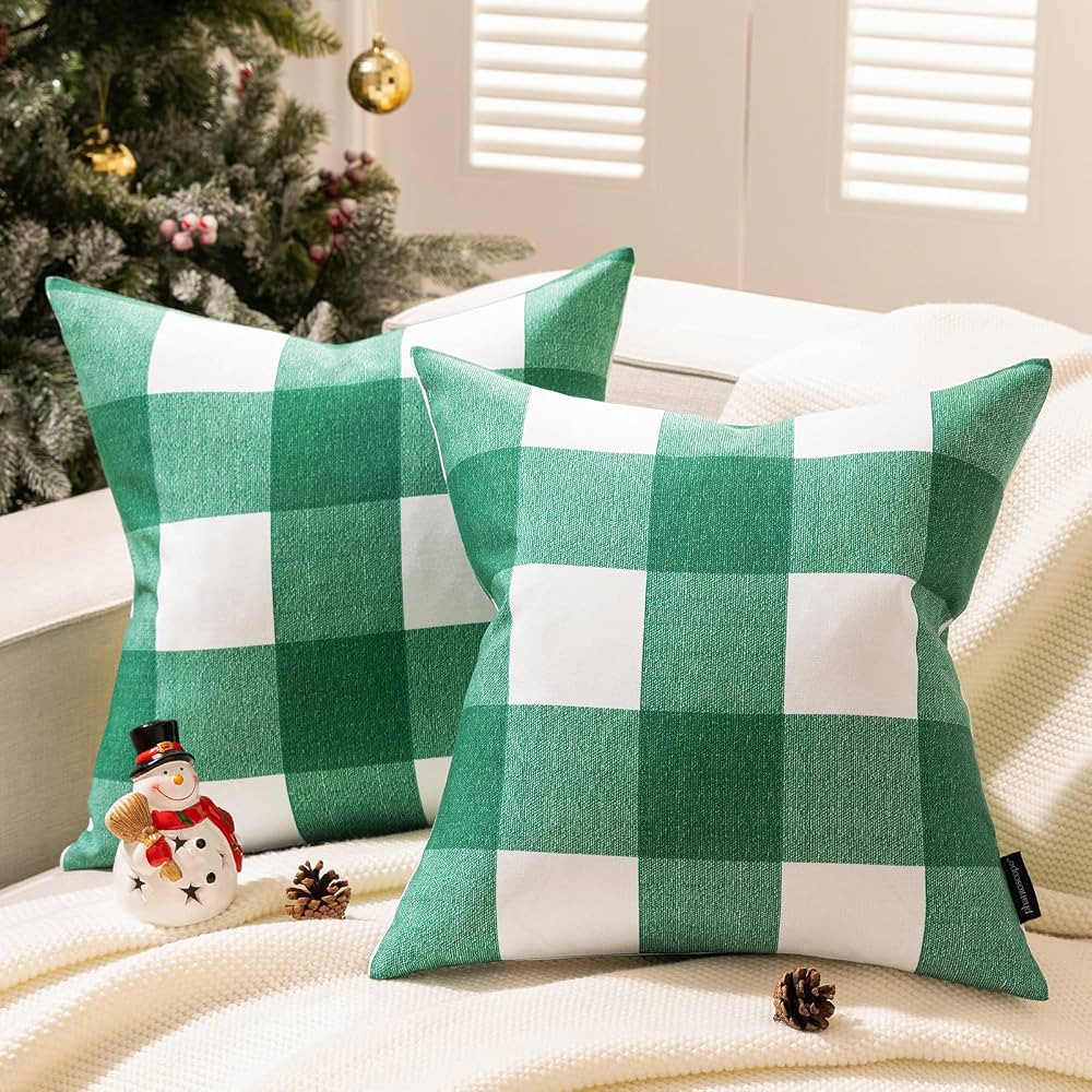 Phantoscope Pack of 2 Buffalo Plaid Christmas Throw Pillow Covers Outdoor Indoor Throw Pillows Fa... | Amazon (US)