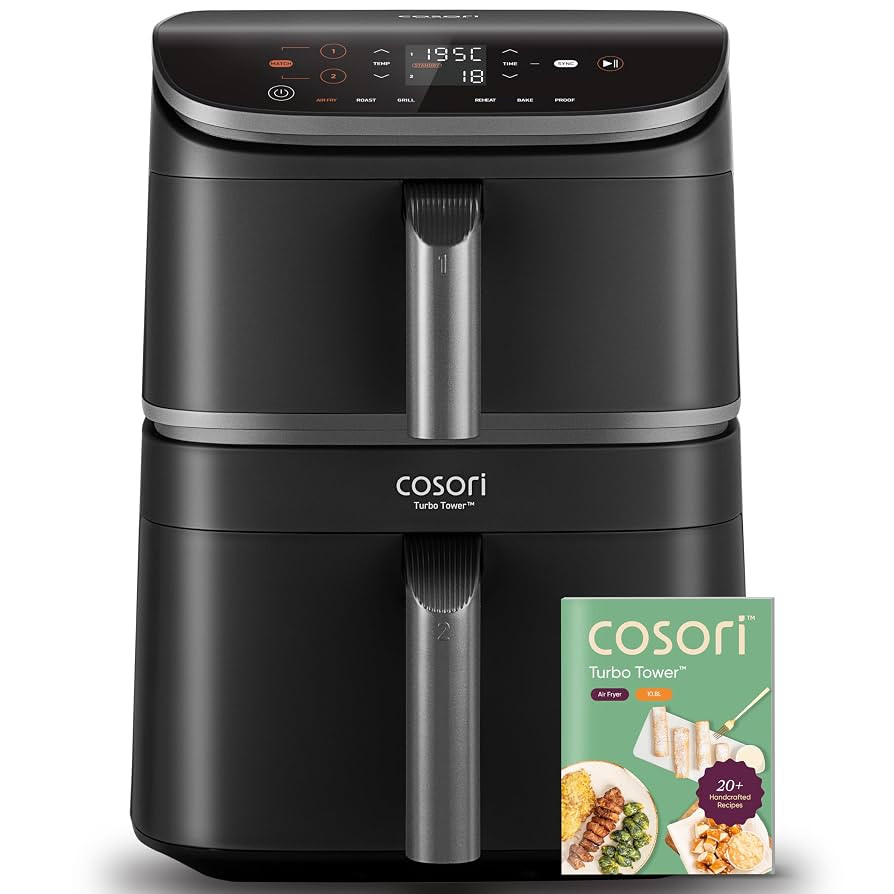 COSORI Turbo Tower Airfryer, Heißluftfritteuse 2 Kammern, 10,8L Heissluftfritteuse mit TurboBlaz... | Amazon (DE)