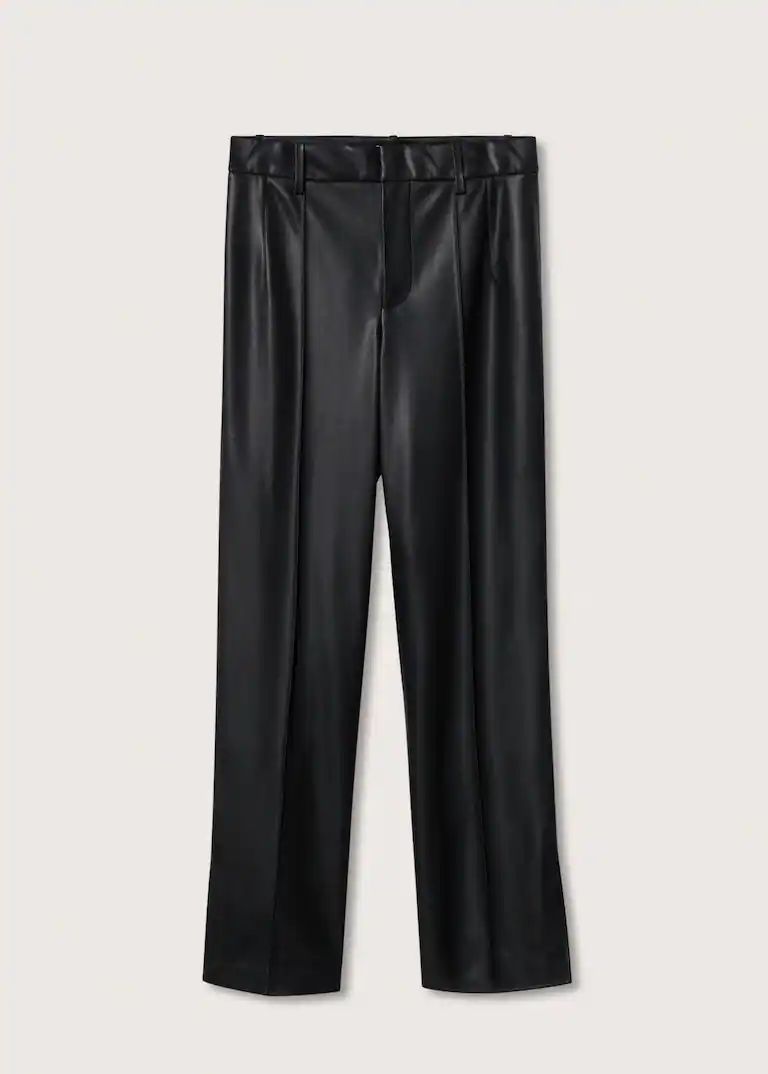 Leather-effect straight trousers -  Women | Mango USA | MANGO (US)