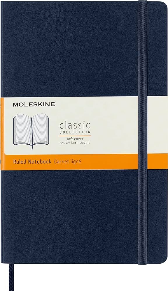 Moleskine Classic Notebook, Soft Cover, Large (5" x 8.25") Ruled/Lined, Sapphire Blue, 192 Pages | Amazon (US)