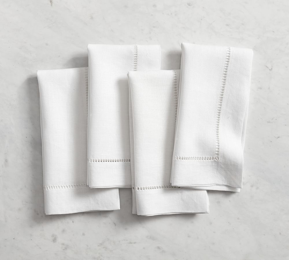Linen Hemstitch Napkins - Set of 4 | Pottery Barn (US)