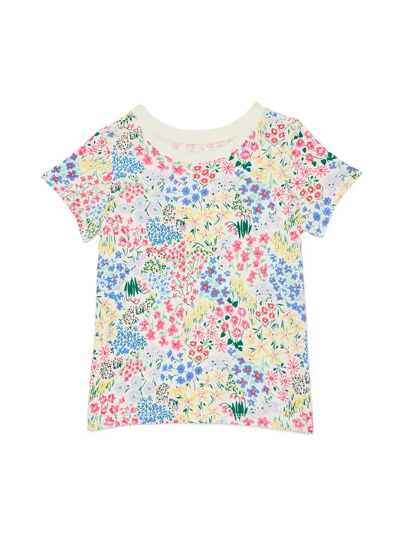 Wonder Nation Toddler Girls Tee with Short Sleeves, Sizes 18M-5T | Walmart (US)