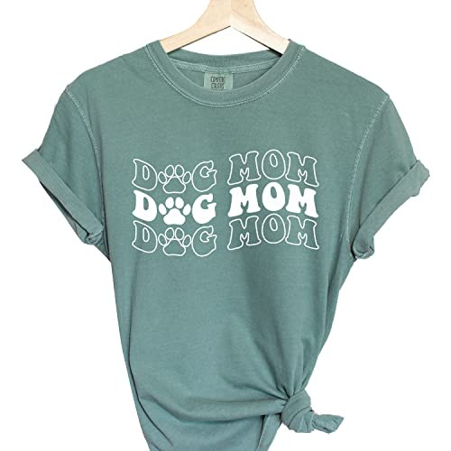 Dog Mama Shirts for Women Funny Dog Paw Print Graphic T Shirt Casual Letter Short Sleeve Mama Tee To | Amazon (US)
