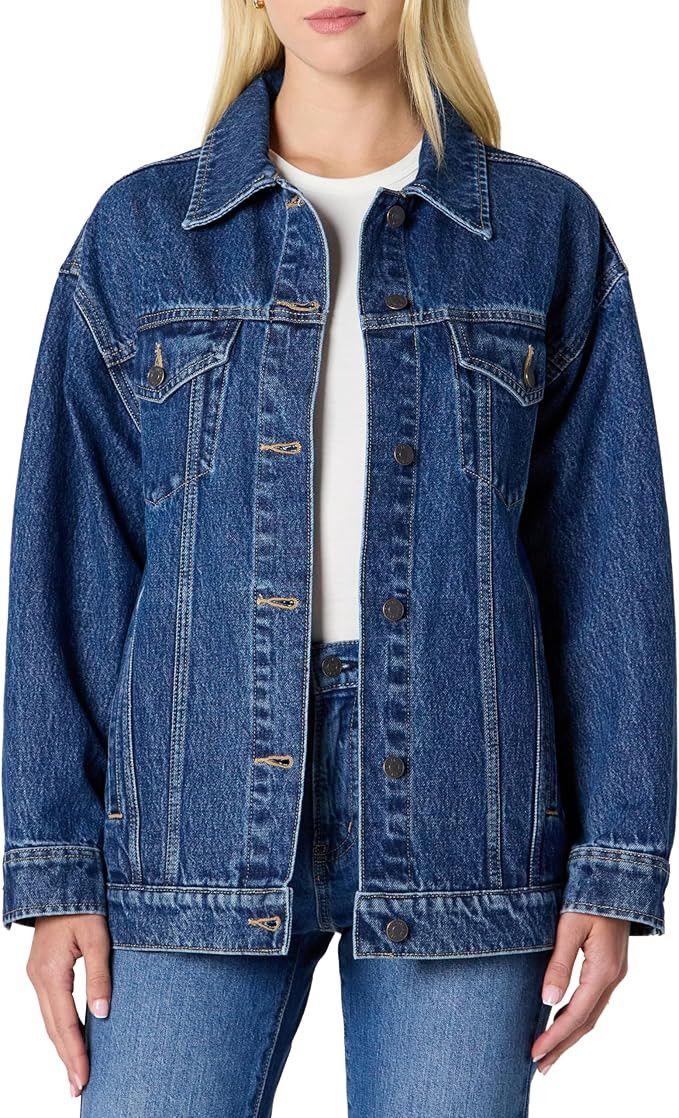 Amazon Essentials Women's Rigid Denim Oversized-Fit Trucker Jacket | Amazon (US)