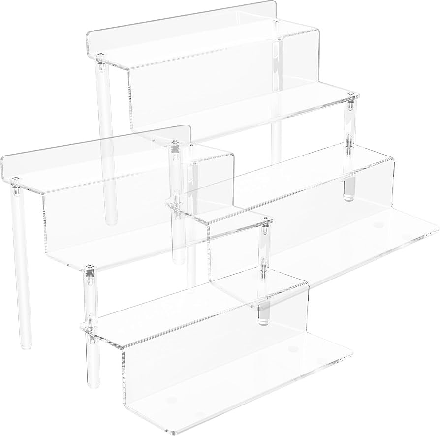 2 Pack Acrylic Riser Display Shelf, Clear 4 Tier 9” Perfume Organizer, Tiered Display Stand for... | Amazon (CA)