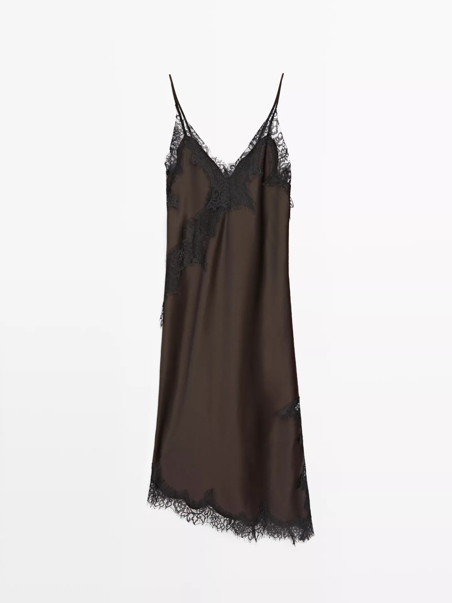 Dessouskleid mit Spitzenbesonderer Spitze | Massimo Dutti DE