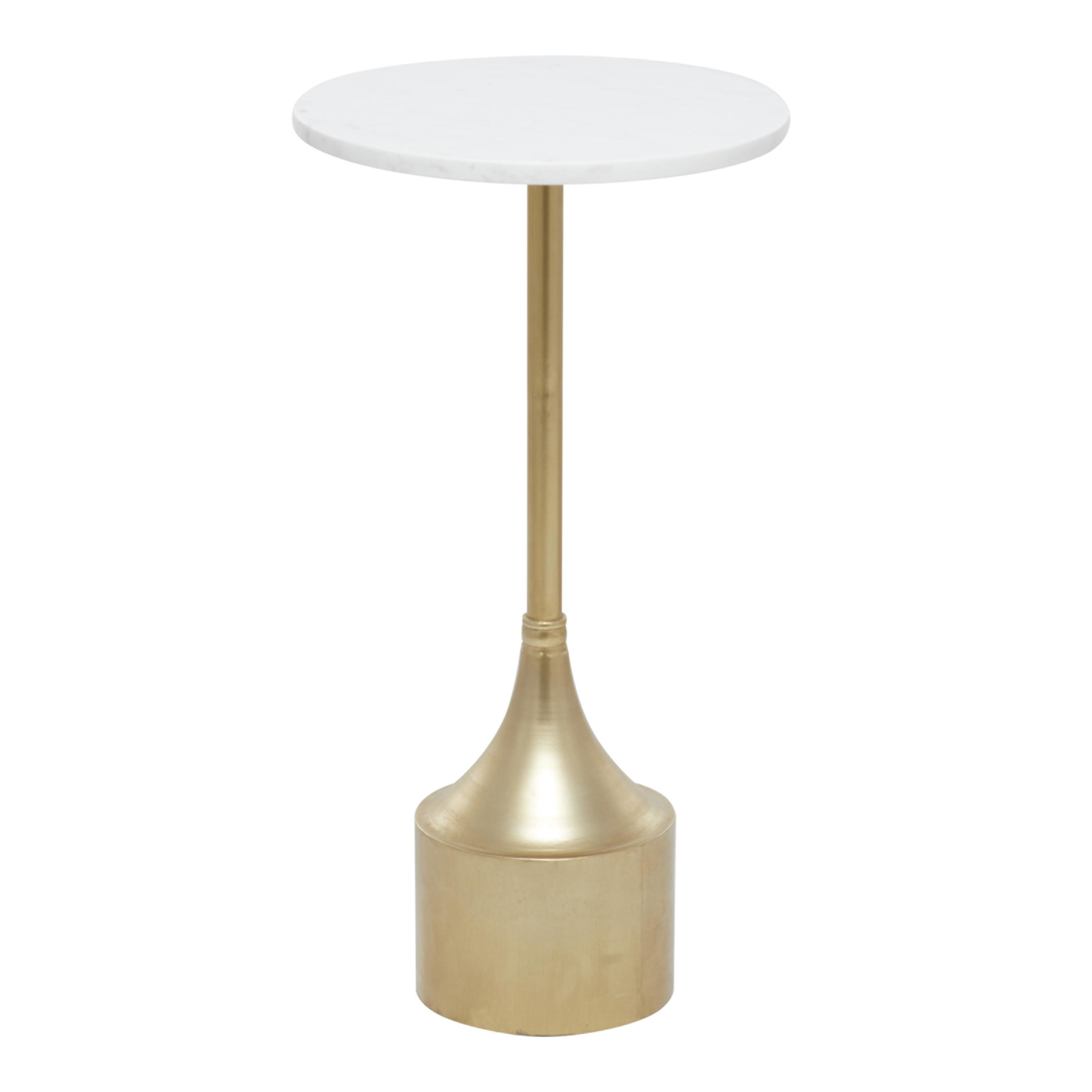 Khan Round Gold Metal and Porcelain Marble Side Table | World Market