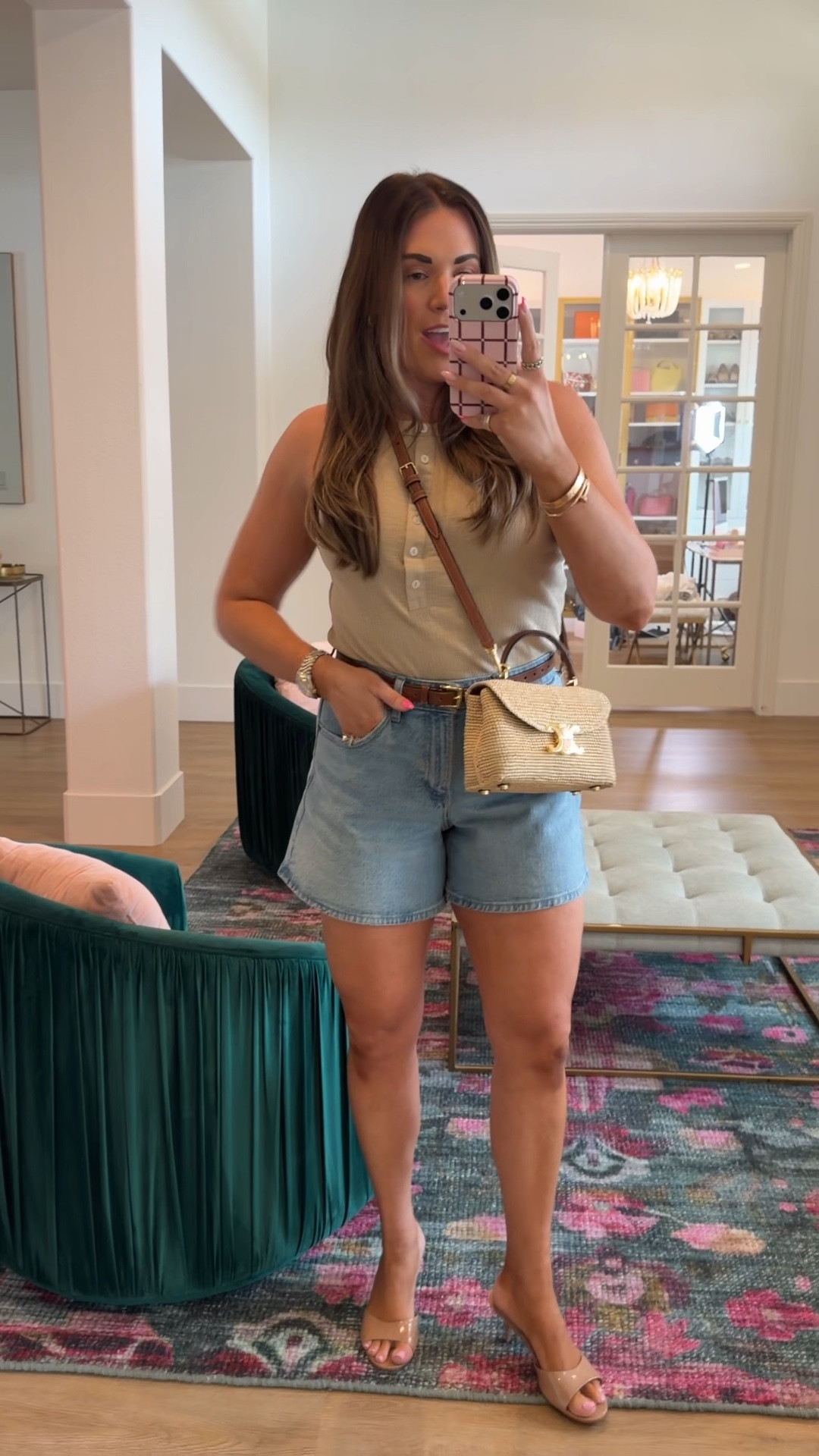 curvy midsize spring outfit! wearing size large in henley tank and 30 in denim shorts. my bag is raffia Celine and from Nordstrom! 


#LTKSeasonal #LTKMidsize