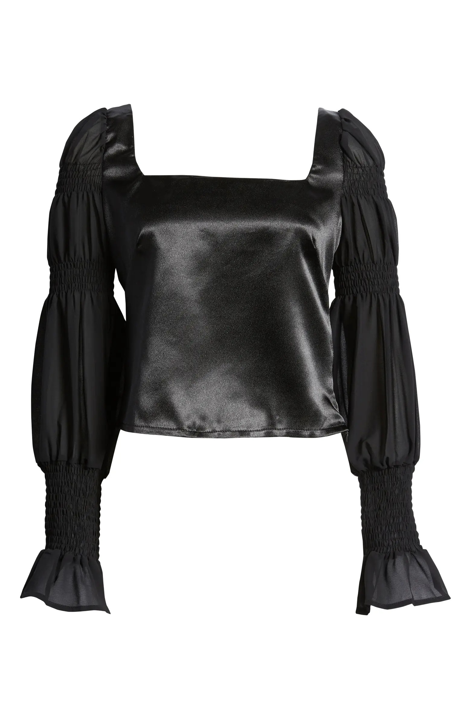 Style Streak Crop Square Neck Satin Top | Nordstrom