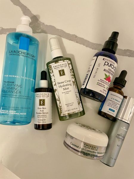 Daily skincare routine!

Am: face wash, toner, vitamin C serum, rosehip seed oil, sunscreen.

Pm: face wash, toner, firming serum, retinol, coconut moisturizer

I use Eminence exfoliant twice a week (skin has never looked better after this) 

#LTKbeauty