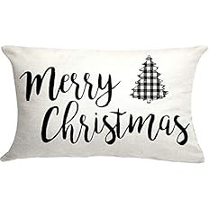 Amazon.com: GTEXT Merry Christmas with Tree Throw Pillow Cover Chrismtas Cuhion Cover Farm Decor ... | Amazon (US)