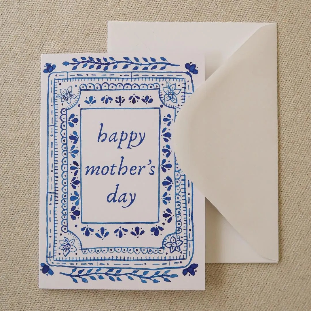 Hand Illustrated Mother's Day Card | Blue Floral Folk Art Watercolor Greeting | Etsy (Global)
