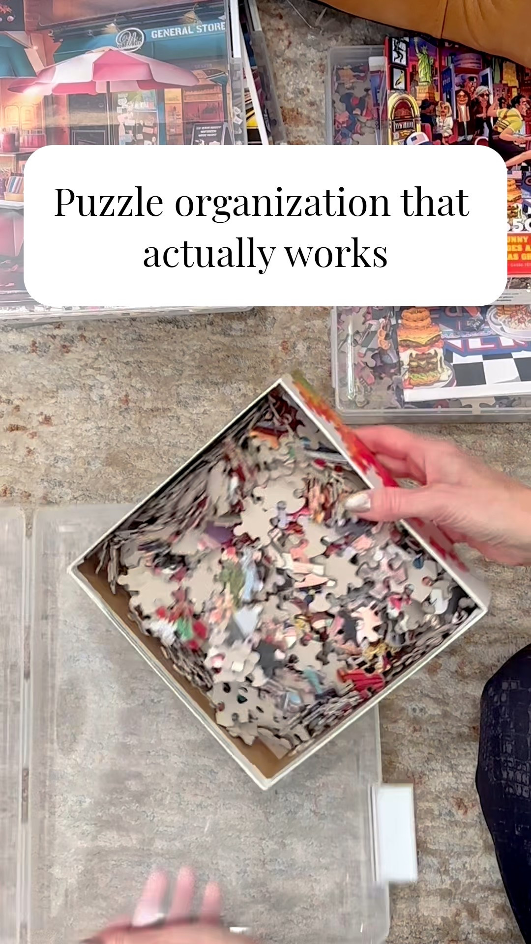 Puzzle organization that actually works 🧩
Clear containers + labeled zipper pouches keep every puzzle together and easy to store. Such a simple system, but it made a huge difference in our game storage. #LTKhome #LTKorganizing #LTKfinds #HomeOrganization #OrganizedHome #StorageSolutions #FamilyOrganization #LabelEverything