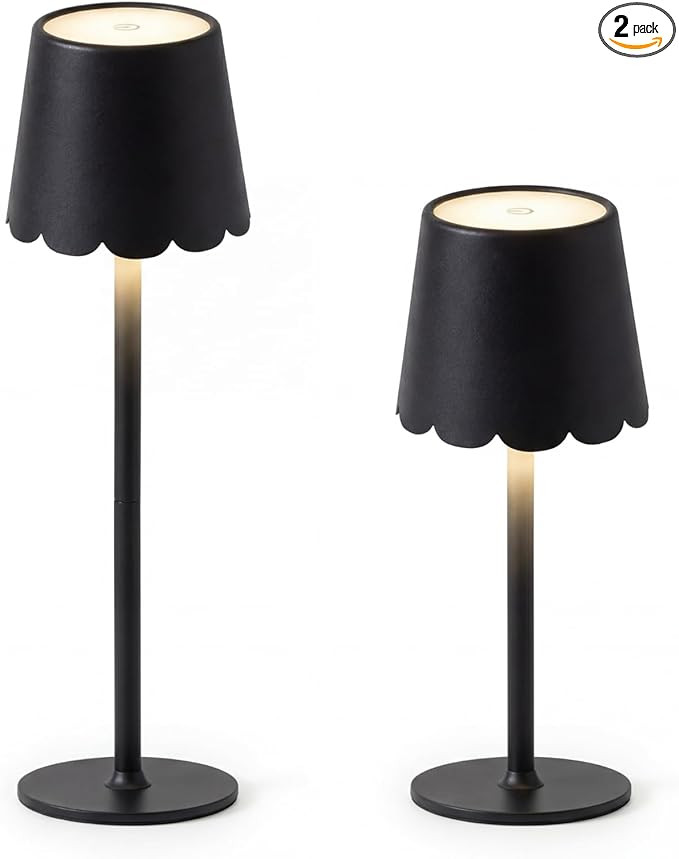 Pickmesh 2 Pack Scalloped Touch Cordless Table Lamp Rechargeable 4000mAh Battery 3 Color Stepless... | Amazon (US)