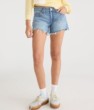 Low-Rise Baggy 4" Denim Shorts | Aeropostale
