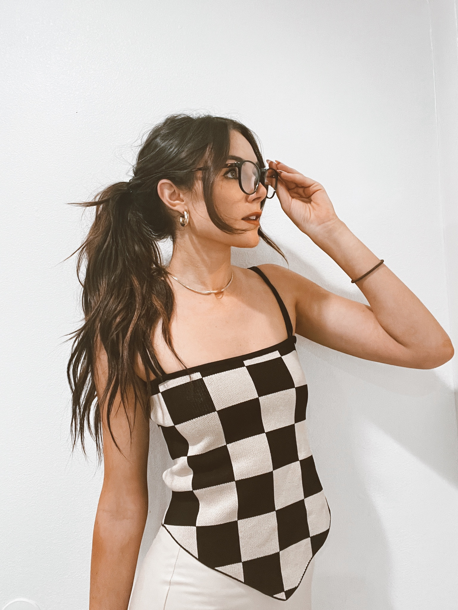 Love this checkered knit bandana cami top from SHEIN! The material is nice and thick and the spaghetti straps are each two straps! Could be teacher friendly with a cardigan, jacket, or tee underneath! Also, if you’re on the smaller side upstairs, you can get away with no bra! Hallelujah! I love a bandana top with full coverage in the back! True to size:) This is a small. #bandana-cami #checkeredprint #teacher

#LTKunder50 #LTKfit