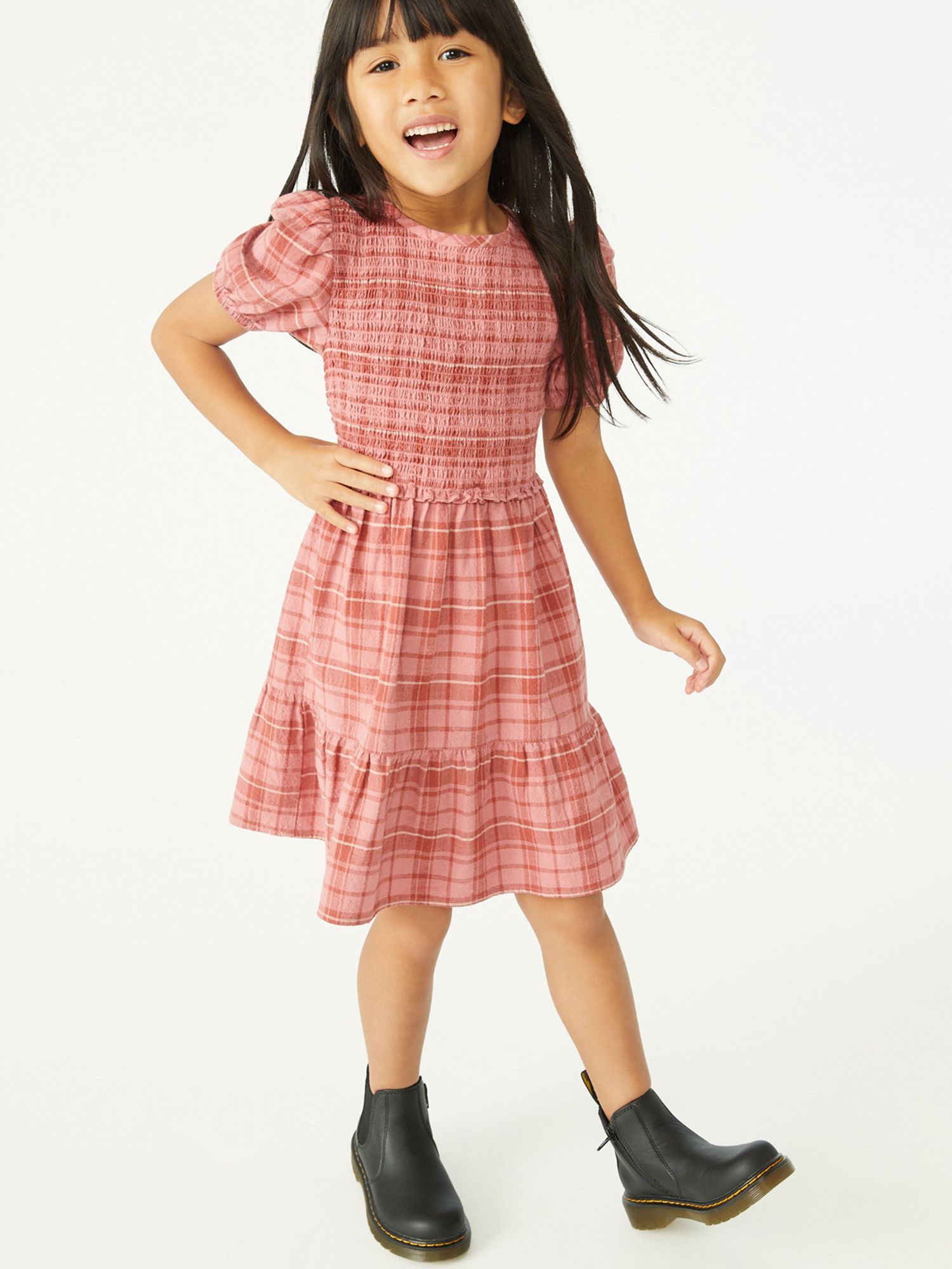 Free Assembly Smocked Dress with Puff Sleeves, Sizes 4-18 - Walmart.com | Walmart (US)