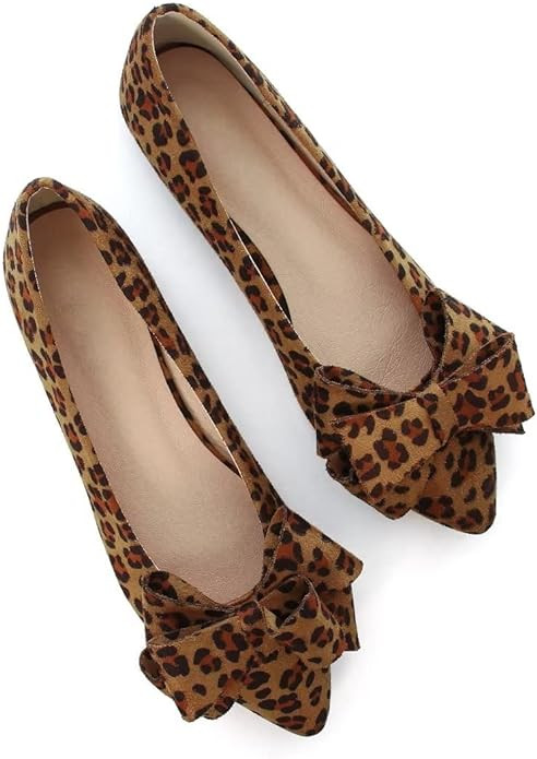 Stunner Womens Bowknot Flower Ballet Flats Pointed Toe Soft Dress Shoes | Amazon (US)