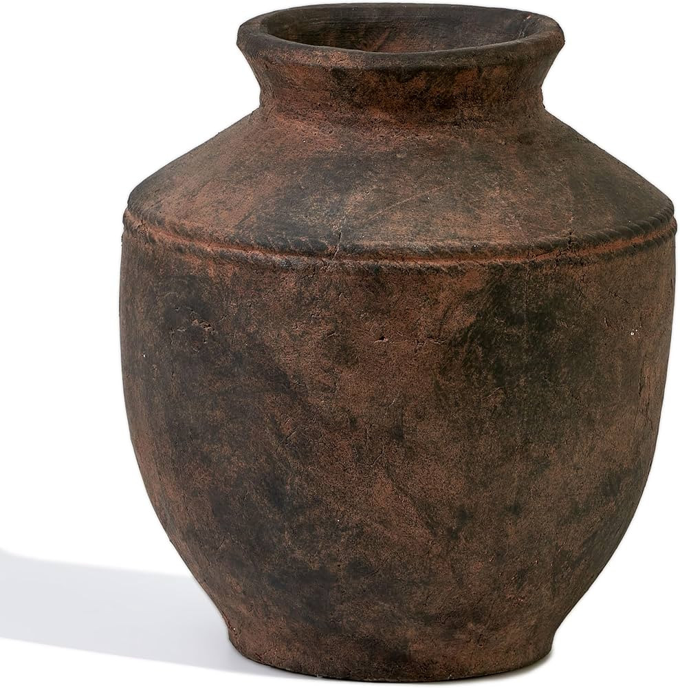 LB2 Ceramic Rustic Vase, 13.6" Tall Zen Style vase, Terra Cotta Pitcher Vase, Distressed Farmhous... | Amazon (US)