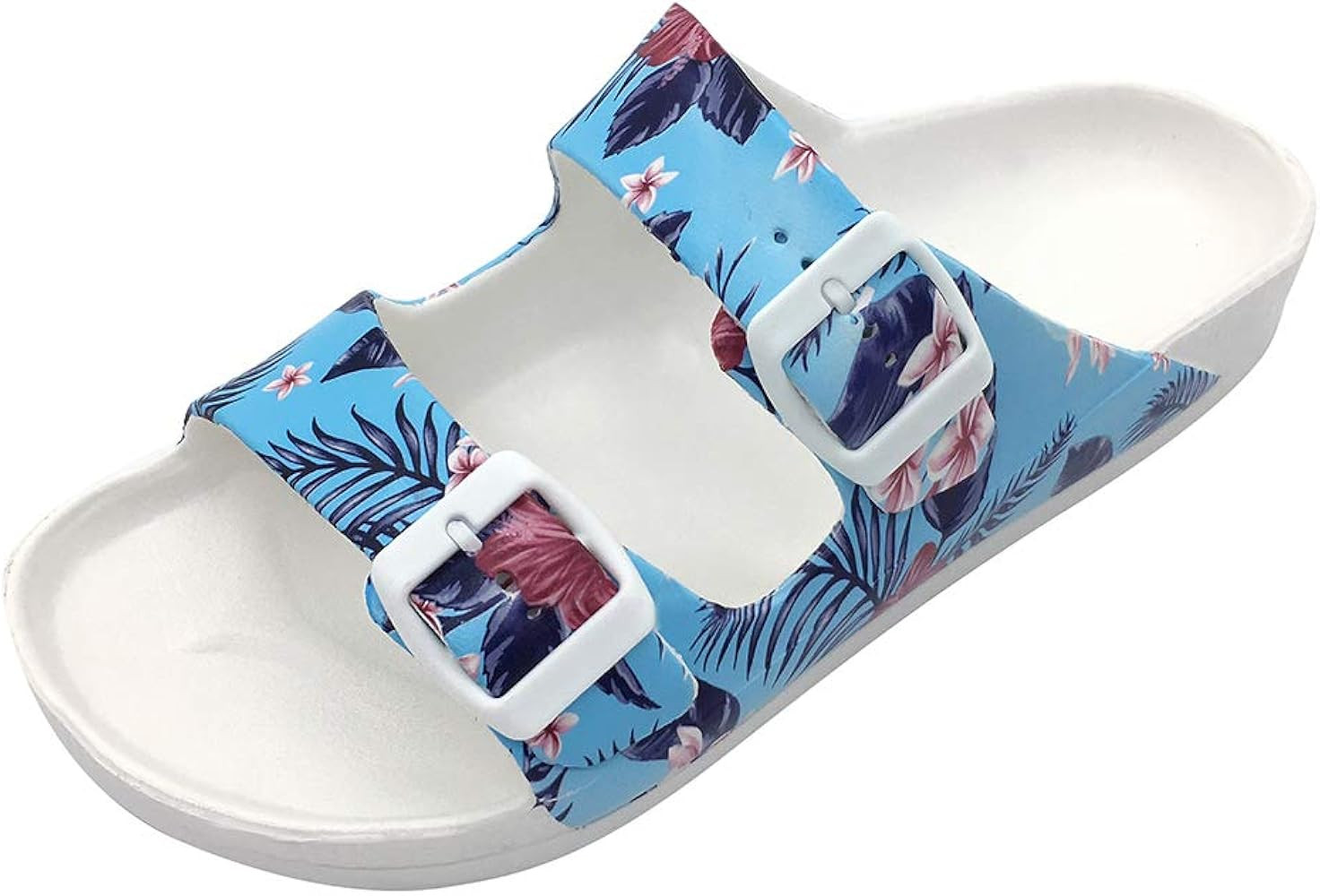 FUNKYMONKEY Women's Comfort Slides Double Buckle Adjustable EVA Flat Sandals | Amazon (US)