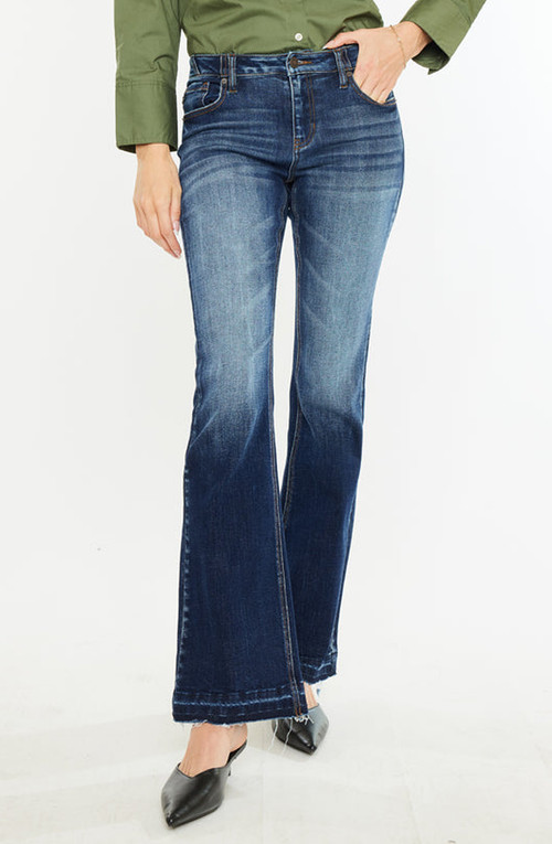 KanCan Rowan Mid Rise Flare Jeans in Dark Wash at Nordstrom, Size 31 | Nordstrom