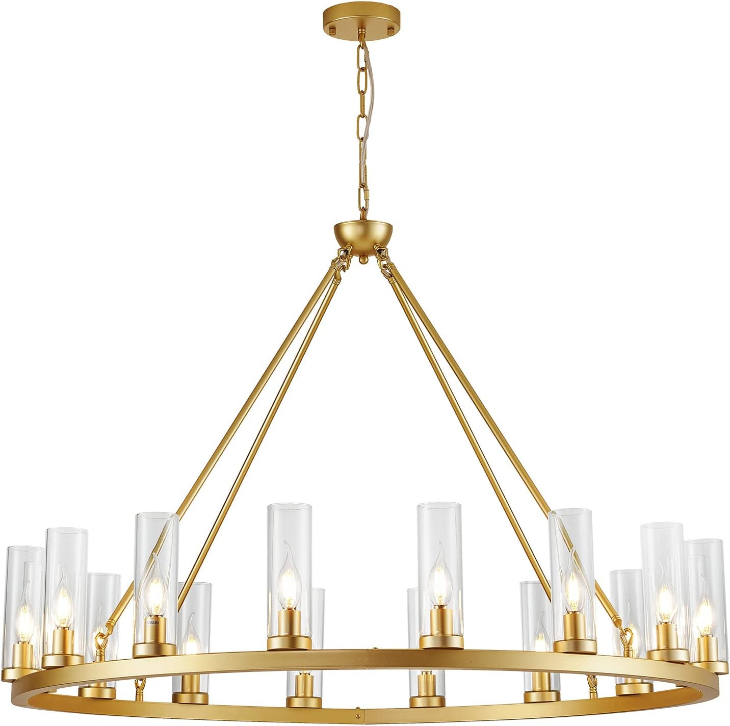 Uboxin Farmhouse Wagon Wheel Chandelier,Gold Industrial Rustic Chandelier Lighting, Round Metal K... | Amazon (US)