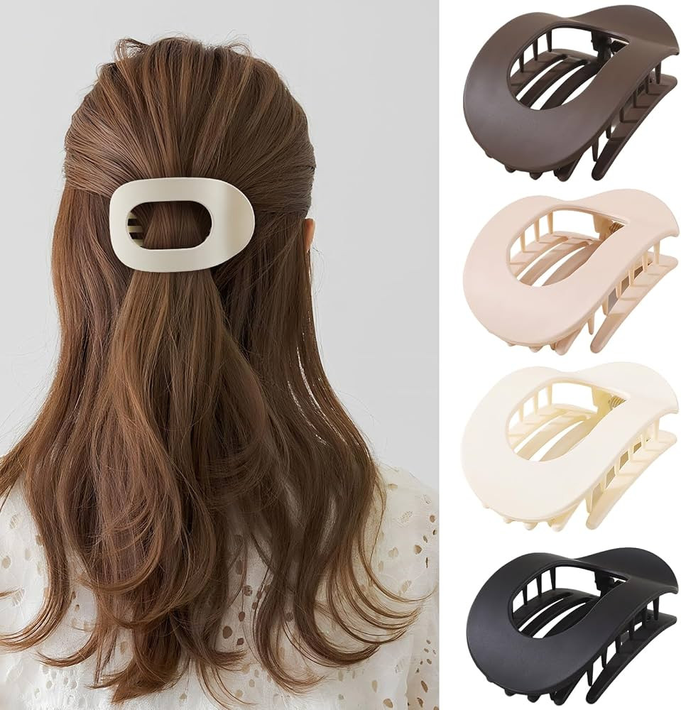 4 PCS Hair Clips Flat claw clips for women,Non Slip Hair Claw Clips for thick hair and thin hair,... | Amazon (US)