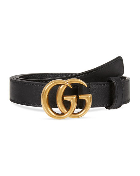 Gucci Thin Leather GG-Buckle Belt | Bergdorf Goodman