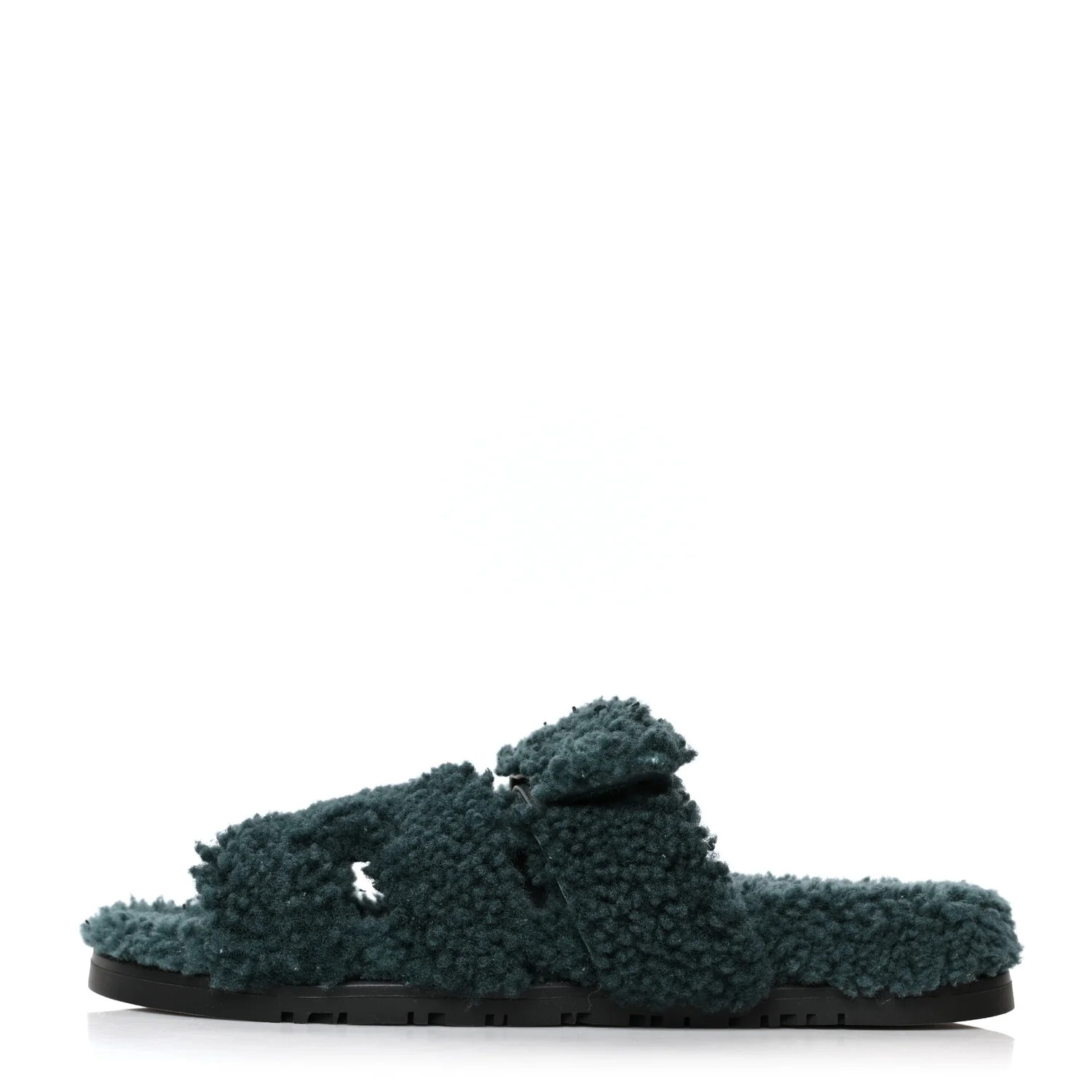 HERMES Woolskin Womens Chypre Sandals 38 Vert Anglais | FASHIONPHILE (US)