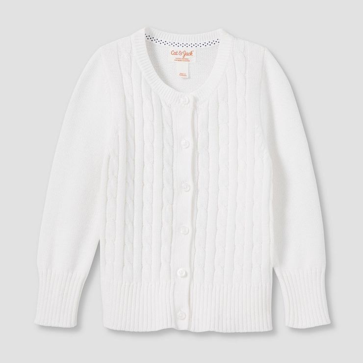 Toddler Girls' Crew Neck Cable Knit Uniform Sweater - Cat & Jack™ | Target