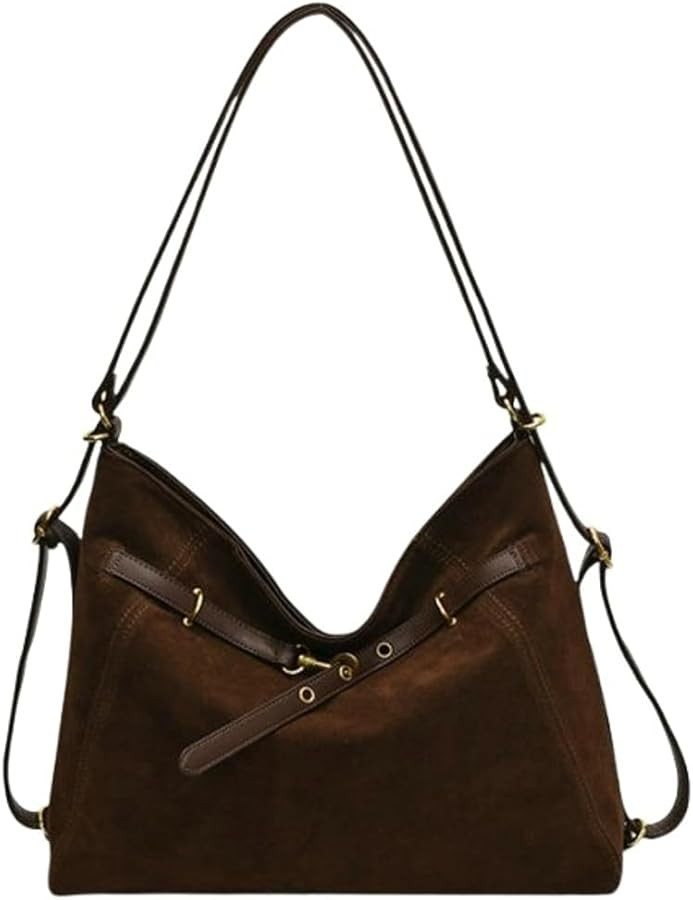 Suede Crossbody Bag 2025 Fall Winter Suede Tote Bag Hobo Purse Casual Shoulder Handbag Large Satc... | Amazon (US)