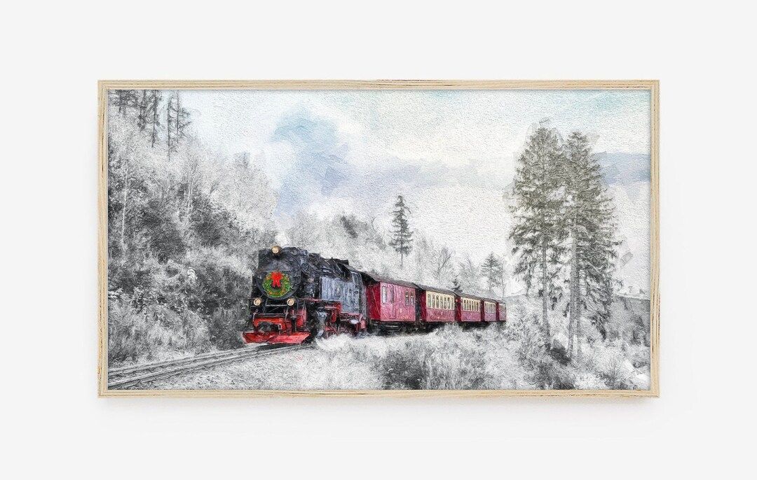 Frame TV Art, Samsung Frame TV Art, Digital Download, Winter, landscape, Train, Christmas, snow, ... | Etsy (US)