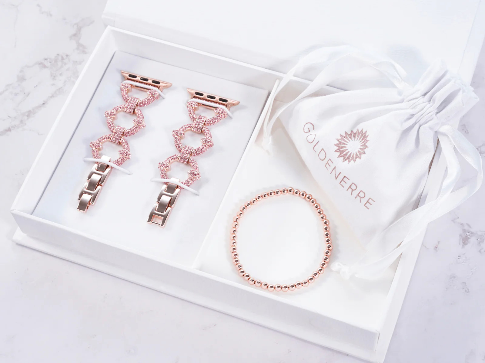 Crystal Pavé Band & Beaded Bracelet Set | Goldenerre